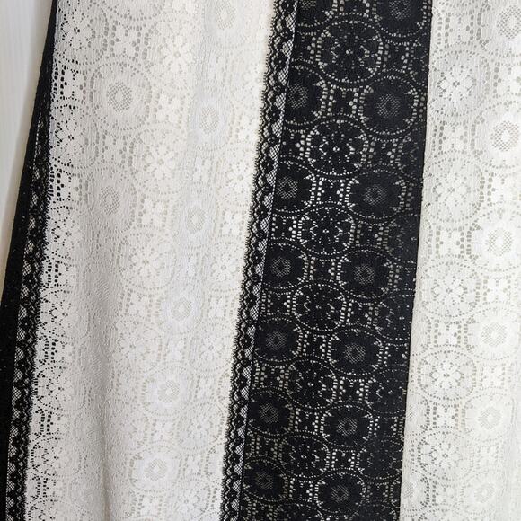 Tumbleweeds 70's VTG Maxi Skirt White Black Lace Black Velvet Hem Boho Western - Picture 7 of 11